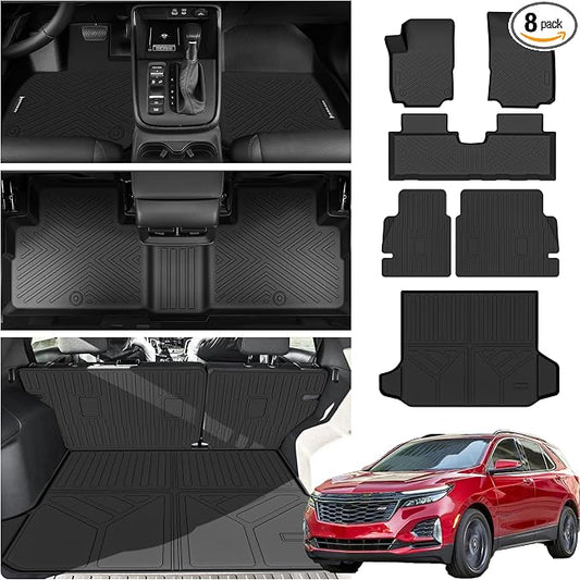 Floor Mats &Trunk Mat for 2018-2024 Chevrolet Equinox/GMC Terrain with Backrest Mat All Weather TPE Rubber Cargo Liner Back Seat Protector for 2024 Chevy Equinox Accessories