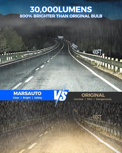 Marsauto D2S HID Bulbs, 800% Brightness, 6500K White for 85122 66240 66040 66240CBI Bulb, Plug and Play, Pack of 2