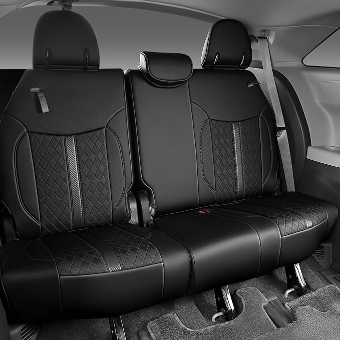 Custom Fit Sienna Seat Covers for 2021-2026 Toyota Sienna 7-Seat XLE XSE Woodland Limited Platinum [Ottoman Not Covered], Waterproof Faux Leather Full Set Airbag Compatible (Black)