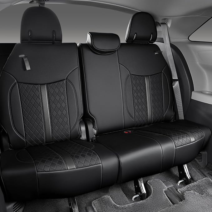 Custom Fit Sienna Seat Covers for 2021-2026 Toyota Sienna LE XLE 8-Seat, Waterproof Faux Leather Full Set Airbag Compatible 3-Row Car Seat Protectors (Black)