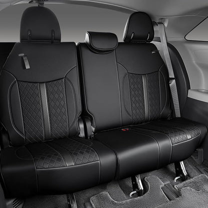 Custom Fit Sienna Seat Covers for 2021-2026 Toyota Sienna LE XLE 8-Seat, Waterproof Faux Leather Full Set Airbag Compatible 3-Row Car Seat Protectors (Black)