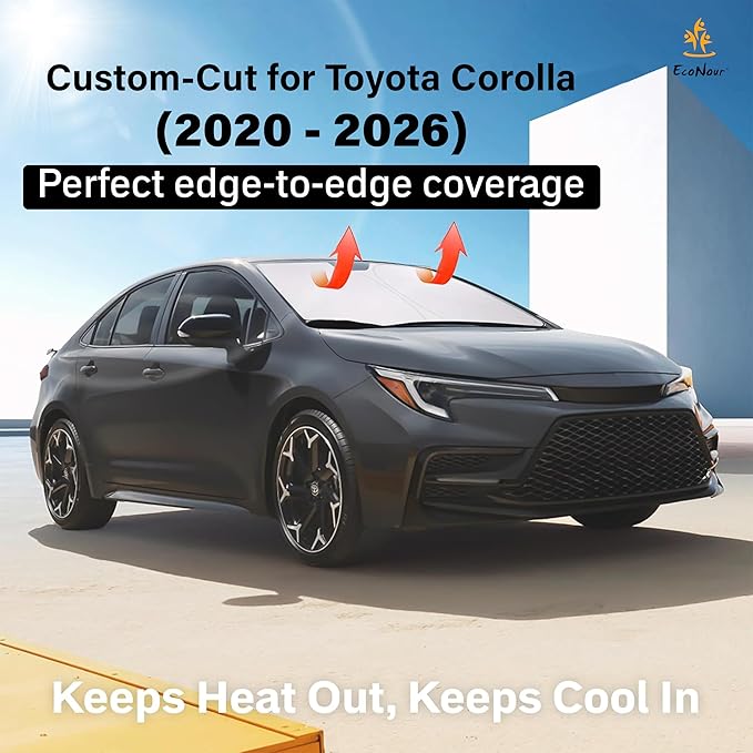 EcoNour Windshield Sunshade Compatible for Toyota Corolla 2020-2024 2025 2026 L, LE, XLE, SE, XSE, Nightshade/Apex Edition (Not for Corolla Cross) Sun Visor for Front Window Cover, Car Accessories