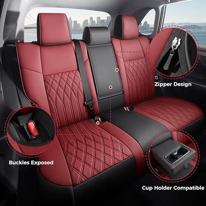 FREESOO Custom Seat Covers for Toyota RAV4 2019 2020 2021 2022 2023 2024 2025 LE XLE Limited XLE Premium Gas, RAV4 Leather Car Seat Covers Interior, RAV 4 SUV Accessories Full Set, BlackBurgundy