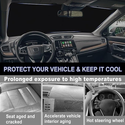 Windshield Sun Shade for 2017-2022 Honda CRV| Front Window Sun Visor| 310T Reflective Polyester| UV Heat Insulation Protection| Foldable Sunshade with Storage Pouch| Outdoor Camping