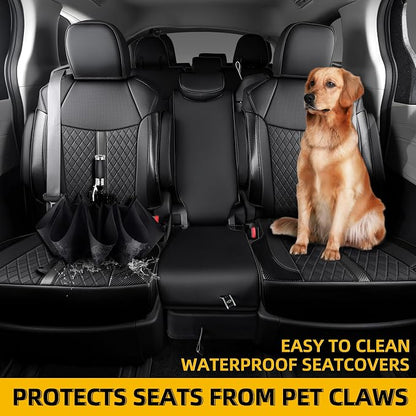 Custom Fit Sienna Seat Covers for 2021-2026 Toyota Sienna LE XLE 8-Seat, Waterproof Faux Leather Full Set Airbag Compatible 3-Row Car Seat Protectors (Black)