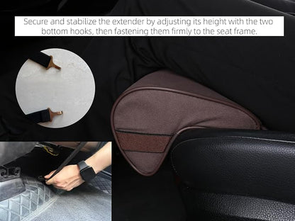 JUPENG Car Seat Leg Extender Cushion, Memory Foam Under Thigh Leg Support Pillow with Strap, Non-Slip Base & Removable Washable Cover for Driver Seat and Office Chair, Universal Comfort Pad (Brown)