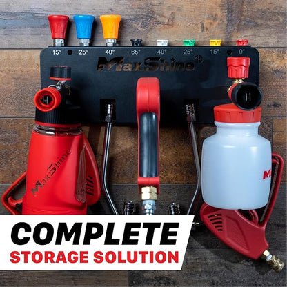 Maxshine Universal Foam Cannon Holder (2 Cannons, Blank) – Compatible with 1/4" Quick Connect – Wall-Mounted Organizer for Garage & Mobile Detailing – Holds Foam Cannons & Accessories – Metal Rack