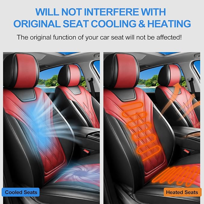 Car Seat Covers Compatible with Hyundai Ioniq 2017-2025 2026 - Full Set 5 Seats Luxury Leather All-Weather Seat Cushions & Protectors, Waterproof & Breathable, Airbag Compatible (Red)