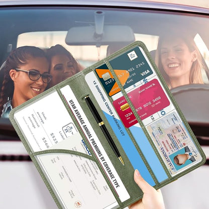 CoBak Car Registration and Insurance Holder - Vehicle Glove Box Car Organizer,Auto Truck Comparment Accessories Case with Magnetic Closure for Driver License,Cards