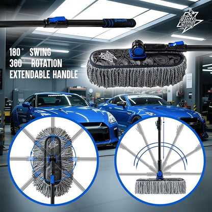 Flash Dog Car Duster Exterior Scratch Free Aluminum Alloy Extendable Handle and Microfiber Head Waterless Cleaning Brush for Cars, Trucks, SUVs Portable Car Duster
