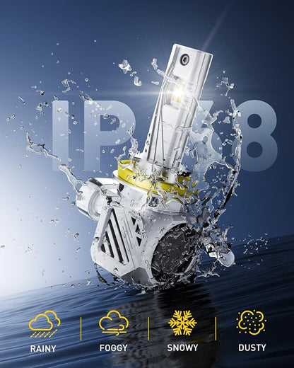 AUXITO H11 LED Bulb, 48000Lumens, 900% Ultra-Bright, 6500K White, Plug and Play, Long Lifespan, No Flicker, 99% Compatibility, 2PCS