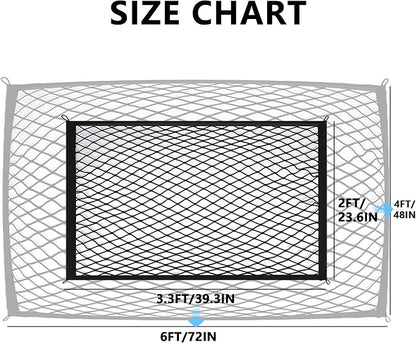 Cargo Net for SUV with Hooks, Adjustable Highly Elastic Storage Organizer Net for Car, Pickup Trucks,Mesh Organizer 3.3'x2' Stretches to 6'x4', Black