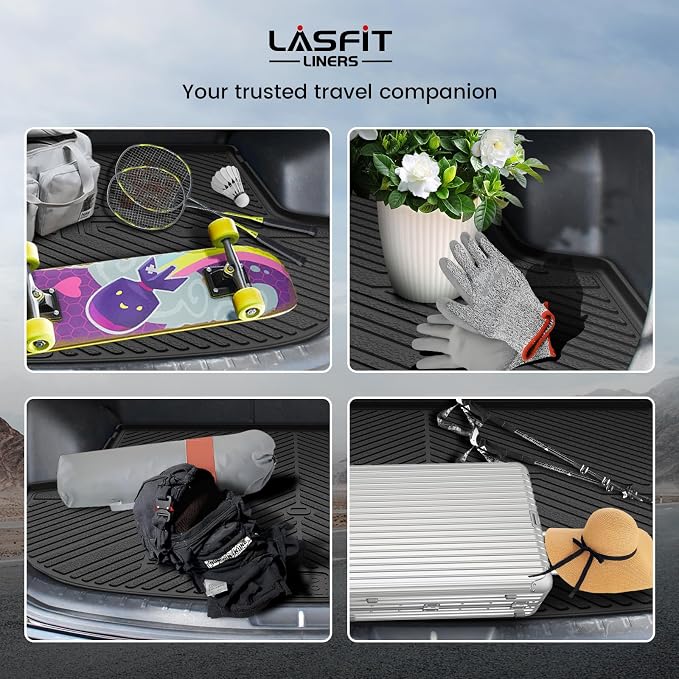 LASFIT Cargo Mat for Hyundai Santa Fe Sport 2018 2017 2016 2015 2014 2013, All Weather TPE Custom Fit Car Trunk Mats Cargo Liners Accessories for Santa Fe Sport 2013-2018, Black