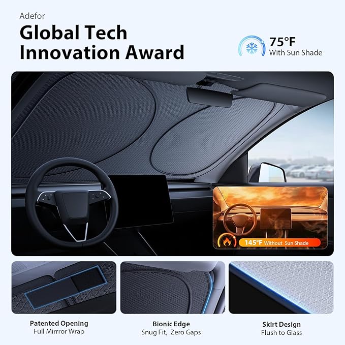 Upgraded Windshield Sun Shade [Nano Ice-Crystal Cooling, 99.9% Sun Protection] Universal Fits Cars, SUVs | Foldable Sunshade with Storage Bag, Car Accessories, WS1 (59 x 33 in)