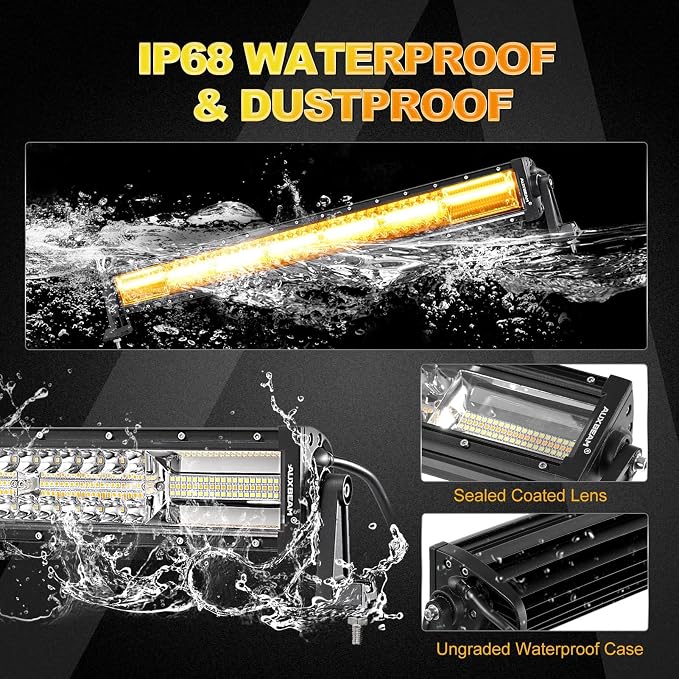 Auxbeam LED Light Bar 30 Inch, 180W 6 Modes Strobe Lights Amber White Flood Spot Combo Flashing Fog Driving Work Light for Car Jeep Off Road SUV UTV ATV Pickup Truck with 10FT Wiring Harness