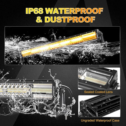 Auxbeam LED Light Bar 30 Inch, 180W 6 Modes Strobe Lights Amber White Flood Spot Combo Flashing Fog Driving Work Light for Car Jeep Off Road SUV UTV ATV Pickup Truck with 10FT Wiring Harness