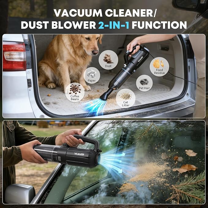 VCANENERGY Car Cleaning kit, Car Interior Detailing kit with 10000pa Car Vacuum Cleaner, Detailing Brush Set, Wheel Brush, Windshield Cleaner Tool, Complete Auto Accessories for Men, Women