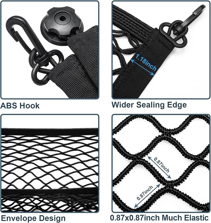 Cargo Net for SUV Trunk Net Organizer 35.4 x 11.8 inches, Elastic Heavy Duty Storage Mesh Net with Hooks Double-Layer Car Rear Cargo Net for Sedan, Vehicle