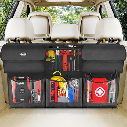 Oasser Back Seat Trunk Organizer Hanging Car Organizer Foldable Cargo Storage with 6 Large Pockets 3 Adjustable Straps 40x19inch