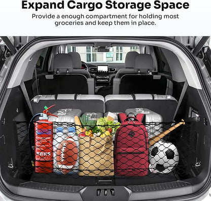Canvcle Trunk Cargo Net for 2020-2026 Ford Explorer Accessories Envelope Style Mesh Trunk Net Organizer and Storage Stretchable Adjustable Elastic Nylon Rear Cargo Netting with Hooks