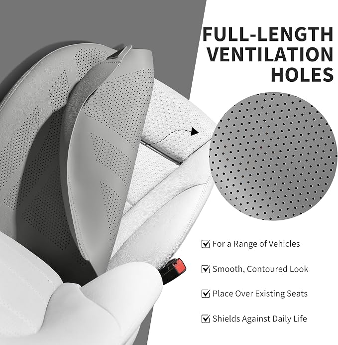 2 Pack Front Leatherette Seat Covers Faux Leather Bottom Car Seat Covers, Super Breathable,Anti-Slip,Universal Seat Covers for Cars,Full Wrapping Edge Fit for Most Sedans SUV Pick-up (2 Pack Gray)
