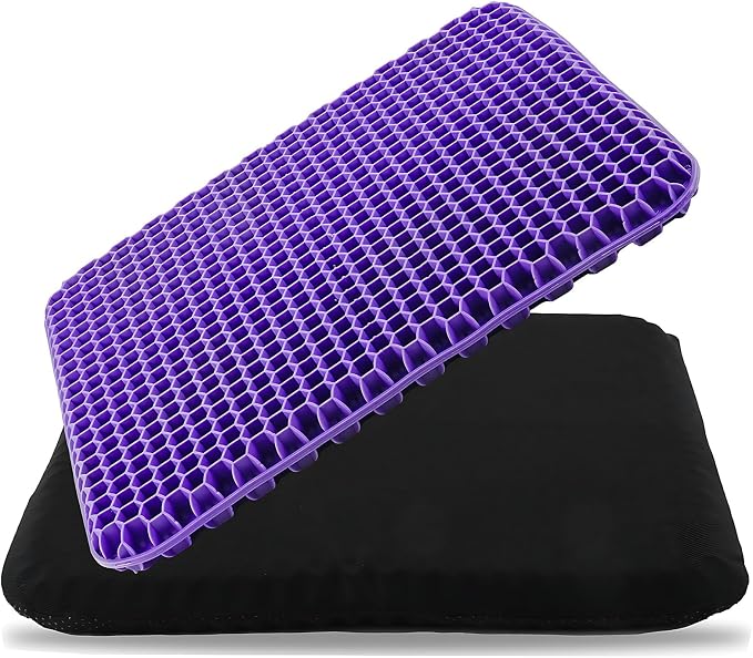Gel Seat Cushion, Cooling Honeycomb Cushion for Long Sitting, Tailbone & Coccyx Pain Relief, Ergonomic Office Chair Pad, Breathable for Car Seat & Wheelchair(Light Purple)