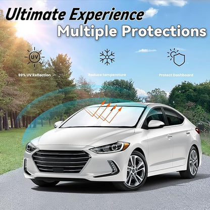 Windshield Sun Shade for Hyundai Elantra 2017-2020, Car Front Window Sunshade with 240T Sun Visor Protector Blocks UV Rays Heat Sun Shield Accessories