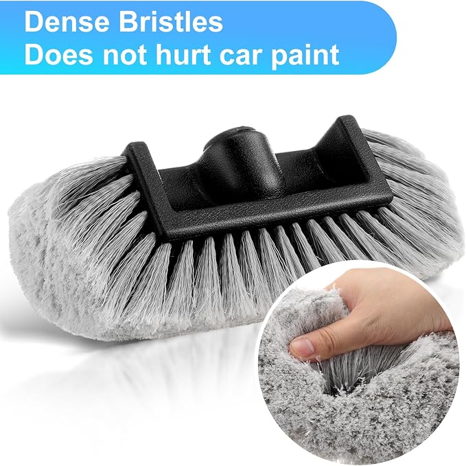 Tanlade 2 Pcs Car Wash Brush Head with Soft Detailing Bristle Flow Through Car Cleaning Brush Exterior Wash Equipment for Auto Truck RV Boat Camper(10 Inch,Gray)