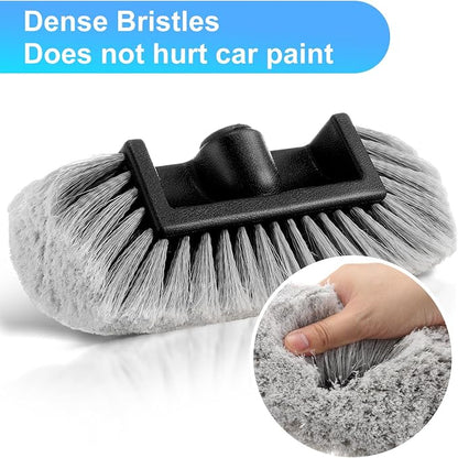 Tanlade 2 Pcs Car Wash Brush Head with Soft Detailing Bristle Flow Through Car Cleaning Brush Exterior Wash Equipment for Auto Truck RV Boat Camper(10 Inch,Gray)