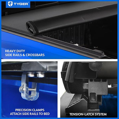 Tyger Auto T1X Soft Roll-Up in Fabric Truck Bed Tonneau Cover Compatible with 2021-2026 Ford F-150; Lightning | 5.5' (67") Bed | TG-BC1F9064X