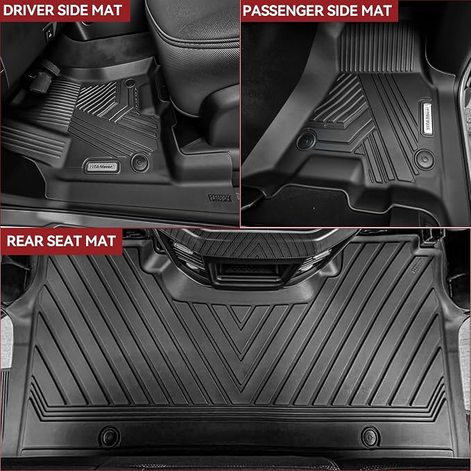 YITAMOTOR Floor Mats for 2025 2026 Ram 1500 Crew Cab with 1st Bucket Seat Rear Under-Seat Storage Box, TPE All Weather Custom Fit Floor Liner for Ram 1500 Accessories Car Mats, Black