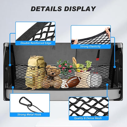 Cargo Net for Chevy Tahoe/GMC Yukon/Suburban 2015-2020, Karltys Trunk Net for Chevrolet Tahoe Accessories Envelope Style Netting with Metal Hooks, Highly Elastic Trunk Cargo Organizer for Yukon