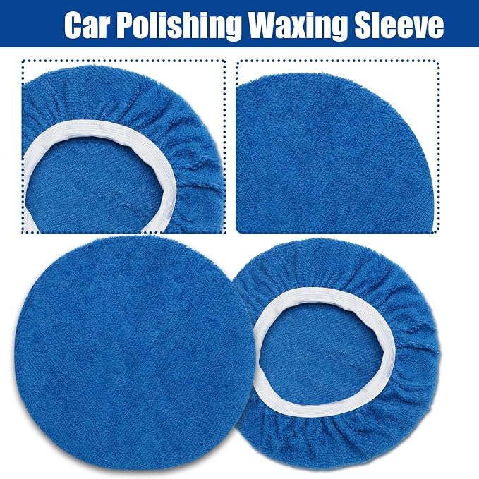 6 PCS Car Buffing Pads for 7-8 Inch Orbital Polisher, Microfiber Polishing Pad Buffer Polisher Bonnets, 7-8 Inch Polishing Pads Cover Waxing Pads for Car Detailing (Blue)