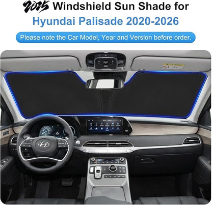 Custom Fit Windshield Sun Shade for Hyundai Palisade 2020-2026 | Custom Fit Windshield Cover, Blocks UV Rays, Double-Layer Heat Shield, Durable Frame, Easy Fold & Storage