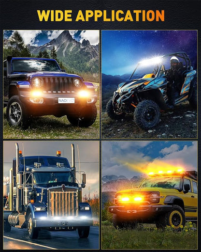 NAOEVO 6in LED Light Bar, 50W 4000LM LED Off Road/Fog/Driving Lights, Spot & Flood Combo for Trucks, Cars, Boat, ATV, UTV, 2 Pcs (White/Amber/White&Amber)