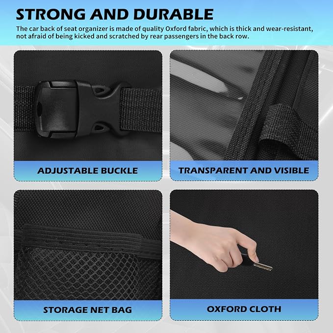 2026 Upgraded Backseat Car Organizer,Multifunctional Back Seat Car Organizer with Cars Tray & Cup Holder,Roadtrip Essentials Foldable Back of Seat Cars Organizers for Most Vehicles
