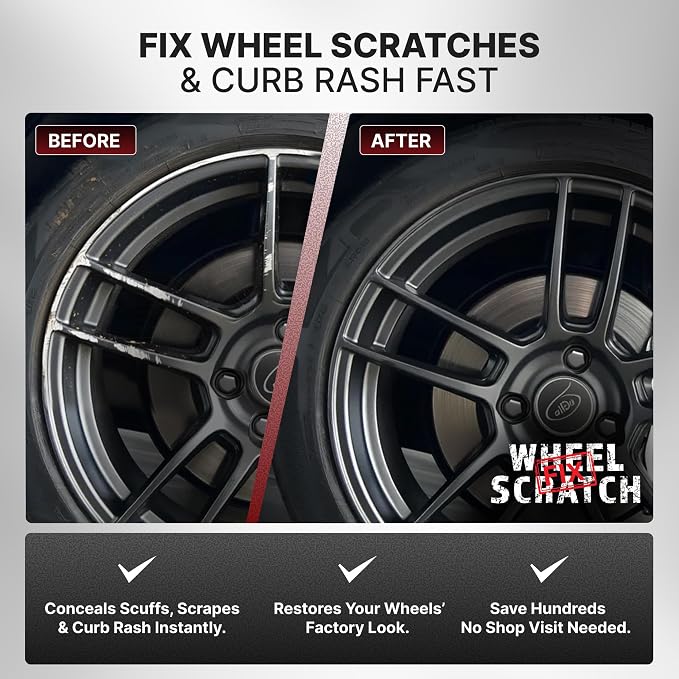 Wheel Scratch Fix® Gray Touch Up Paint for Cars - DIY Alloy Wheel Repair Kit, Curb Rash Remover with Fast-Drying Pen - Long-Lasting OEM Finish Car Rim Paint for Scuffs and Chips at Home (Anthracite)
