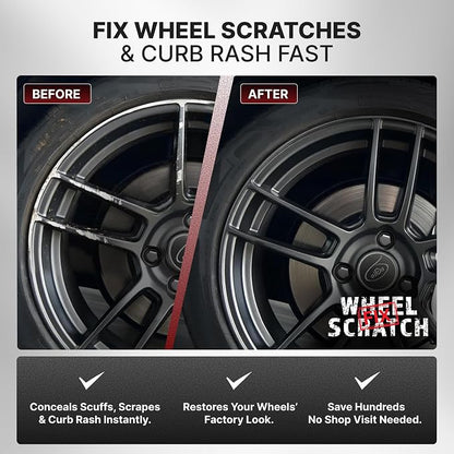 Wheel Scratch Fix® Gray Touch Up Paint for Cars - DIY Alloy Wheel Repair Kit, Curb Rash Remover with Fast-Drying Pen - Long-Lasting OEM Finish Car Rim Paint for Scuffs and Chips at Home (Anthracite)