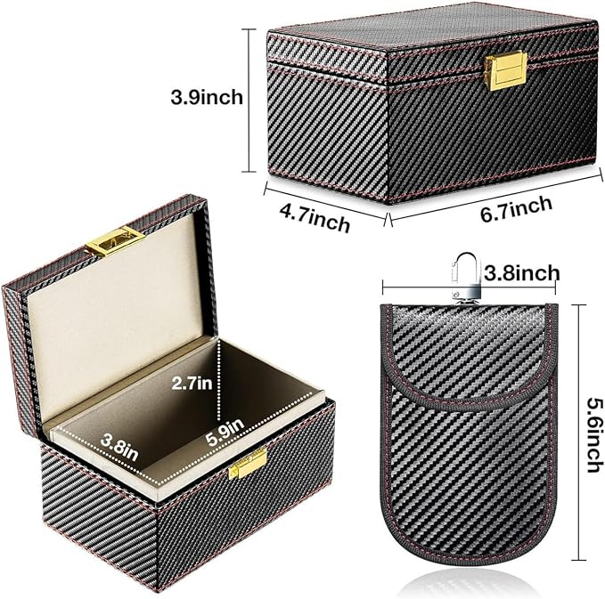 Elegant Car Storage Set with Shielding Box and 2 Protective Pouches for Enhanced Vehicle Leather Texture Planner