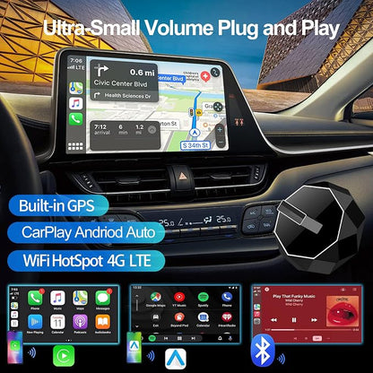 Wireless Carplay Adapter, Android Auto Adapter 2025 Carplay, Plug and Play Convert Wired to Wireless Supports Car Original Control, Mini Car Play Box for Cars