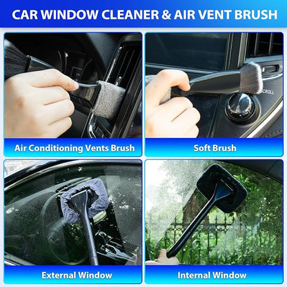 THINKWORK Car Cleaning Kit, Car Vacuum Kit, Gray Car Interior Detailing Kit with 8000PA High Power Vacuum, Including 7Pcs Detailing Brush Set and Bag