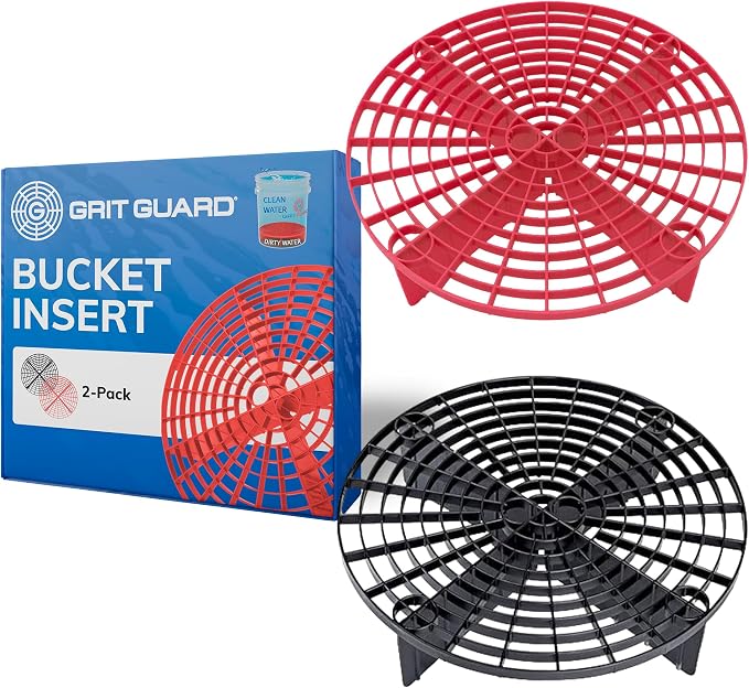 Grit Guard The Original Black/Red Bucket Insert (2 Pack) | 10" Diameter Car Wash Bucket Guard for Car Washing & Detailing | Compatible with 3.5, 4, 5 and 6 Gallon Buckets - Made in the USA