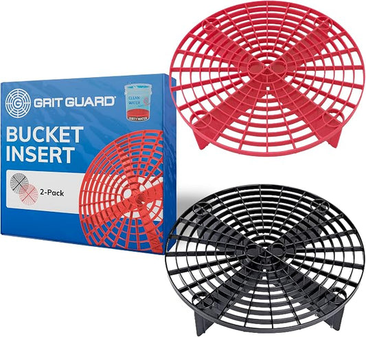 Grit Guard The Original Black/Red Bucket Insert (2 Pack) | 10" Diameter Car Wash Bucket Guard for Car Washing & Detailing | Compatible with 3.5, 4, 5 and 6 Gallon Buckets - Made in the USA