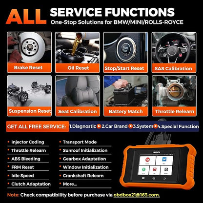 Launch Creader Elite V2.0 for BMW OBD2 Scanner, 2025 Full Systems Bi-Directional Scan Tool, All Reset Services, ECU Code, Battery Registration Tool for BMW Mini RR, Lifetime Free Update, Auto VIN