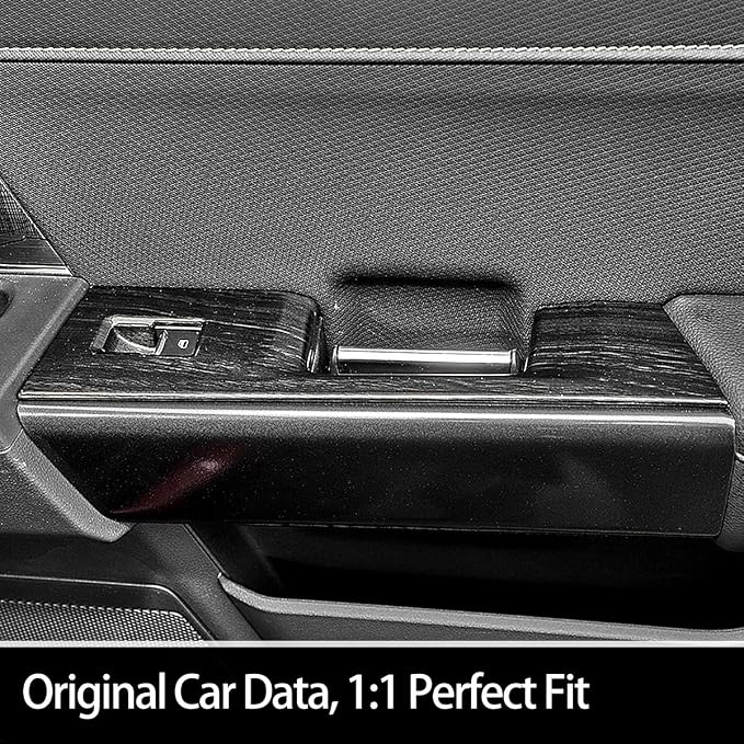 GZXinWei Interior Accessoreis for Ford F150 2021 2022 2023 2024 2025 2026 Door Window Control Switch Panel Trim Cover Wrap Decor Upgrade Parts Black Wood Grain