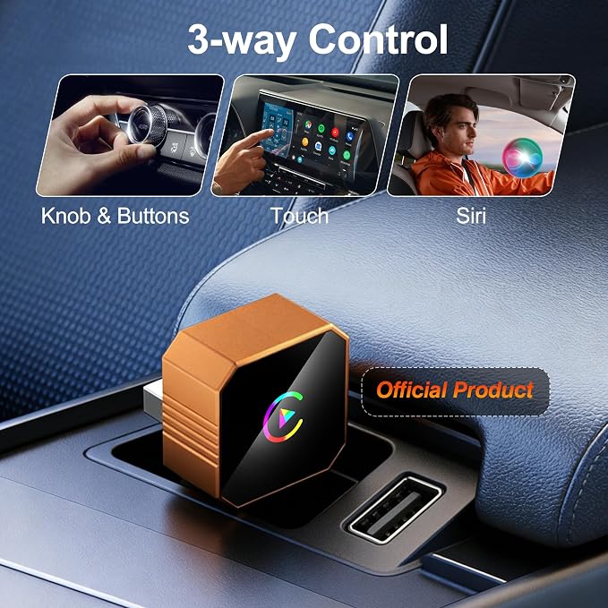 2026 Mini Wireless CarPlay Adapter Upgrade Wired to Wireless for CarPlay & Android Auto Plug and Play Fast Auto-Reconnect Stable Control Zero Delay Car Play for iPhone iOS 10+ Android 11+