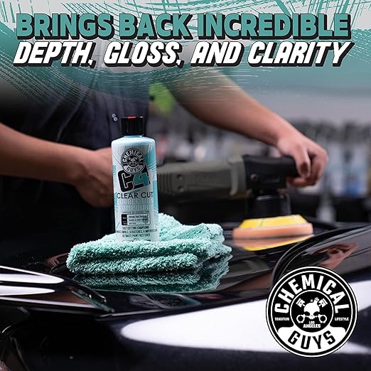 Chemical Guys C4 & P4 Clear Cut Correction Compound and Precision Paint Perfection Polish Combo - Removes Scratches, Swirls, Towel Marks, and Etching, Restores Gloss, Polishing Kit - 2 x 16 oz