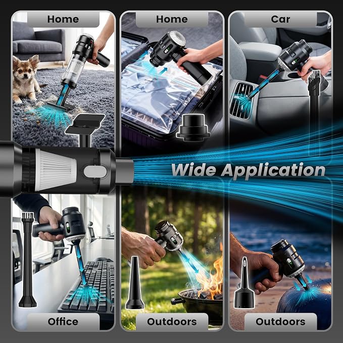 Wansimoo Handheld Car Vacuum Cleaner,25000PA Strong Cyclonic Suction Foldable Mini Vacuum Portable Cordless with Digital Display and One Touch Dust Removal for Car, Home, Office, Kitchen (Silver)