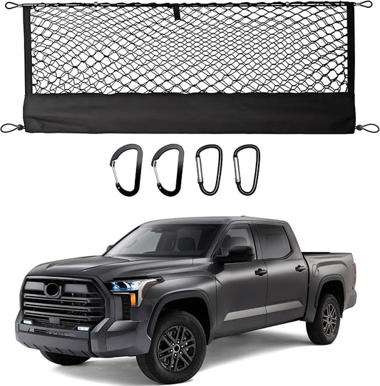 Envelope Style Truck Bed Cargo Net Compatible with Toyota Tundra 2007-2024 2025,Highly Elastic Truck Cargo Net for Tundra Accessories, Upgraded Storage Bag & Heavy Duty Carabiners