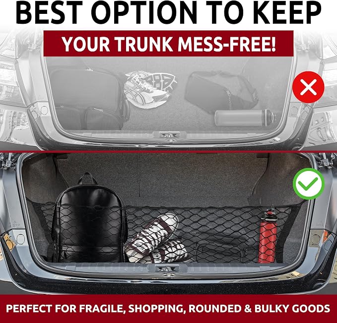 Envelope Style Automotive Elastic Trunk Mesh Cargo Net for Subaru Legacy 2020-2025 - Premium Trunk Organizer and Storage - Luggage Net for Sedan - Car Organizer for Subaru Legacy